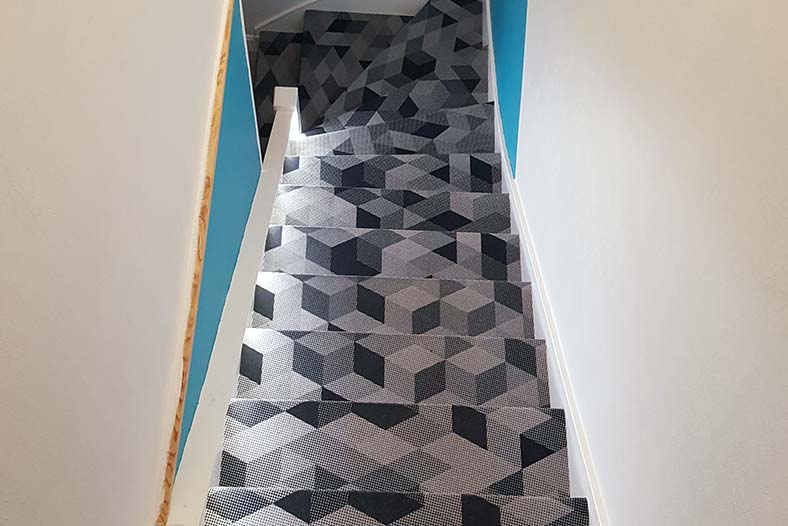 Escalier avec revêtement tissus